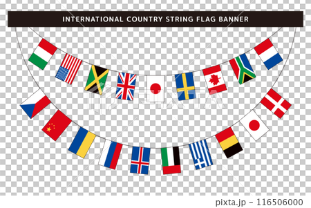 Illustration of flag banners of various countries around the world, international pennants with lines. Illustration of flag banners of various countries around the world, international pennants with lines. 116506000