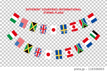 A set of illustrations of flags of all countries with different string slacks, an outlineless illustration of the flags of countries around the world lined up together. A set of illustrations of flags of all countries with different string slacks, an outlineless illustration of the flags of countries around the world lined up together. 116506003