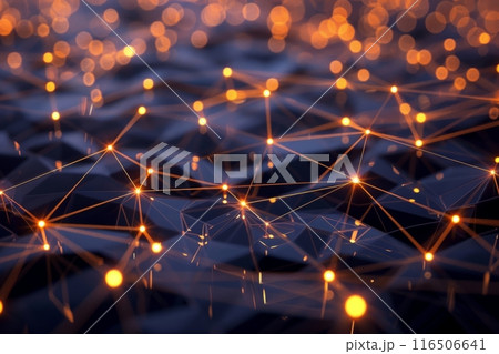 Low poly abstract polygonal space with connected dots and lines 116506641