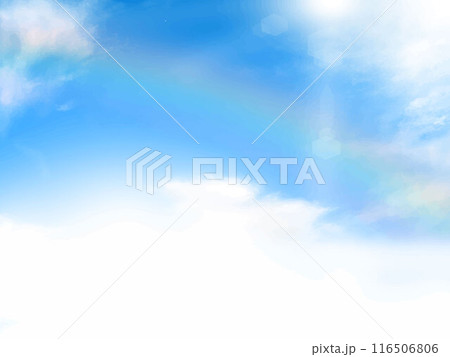 太陽と雲のある青空美しい虹の空のフレーム背景素材 116506806