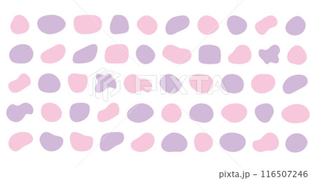 かわいい抽象的な流体シェイプの楕円フレーム　ベクター　ピンク　紫　Set of cute 116507246