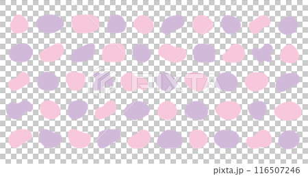 かわいい抽象的な流体シェイプの楕円フレーム　ベクター　ピンク　紫　Set of cute 116507246