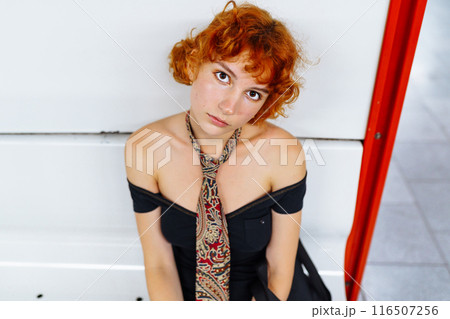 portrait teenager in creative clothes 116507256