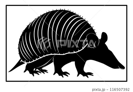 Armadillo Walking Silhouette, Black silhouette of an armadillo, vintage retro hipster armadillo logo 116507392