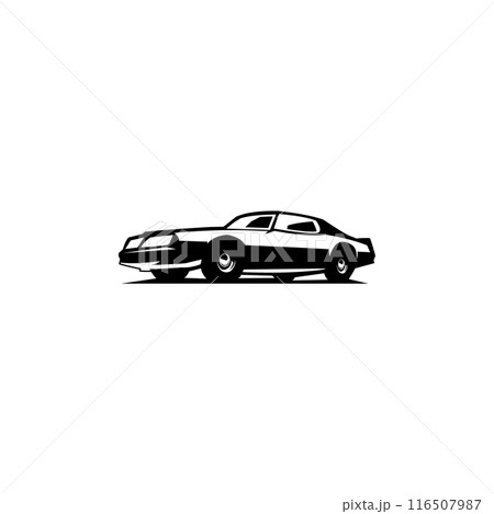 1977 Pontiac industrial logo best silhouette. side view isolated white background. vector illustration available in eps 10. 116507987