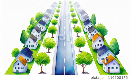 水彩画風の街並み 116508176