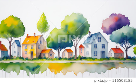 水彩画風の街並み 水彩画風の街並み 116508183