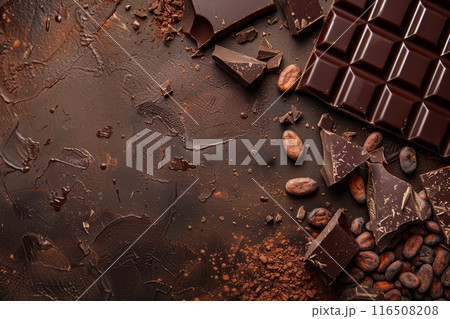 Textured Chocolate and Cocoa Beans Delight. Textured Chocolate and Cocoa Beans Delight. 116508208