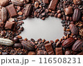 Chocolate Delicacies Encircling a Blank Canvas. 116508231