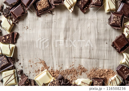 Assorted Chocolates. A Linen-Textured Delight. 116508236