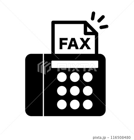 FAXのシルエットアイコン。ポップなファックスのアイコン。ベクター。 116508480