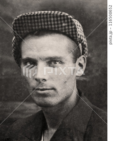 Vintage photo of a young man of twenty years old. Photo from 1929. USSR, Rostov Vintage photo of a young man of twenty years old. Photo from 1929. USSR, Rostov 116508652