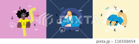 Creative Workspace: Video Conference, modern flat vector concept illustration of person engaging in virtual business meeting Connectivity, collaboration, digital interaction, remote work, productivity 116508654