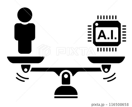 人間とA.I.をのせた天秤のアイコン 116508658