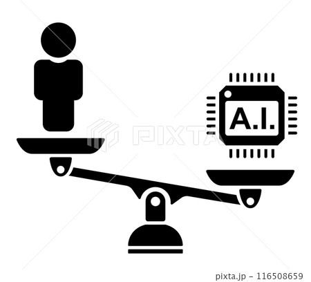人間とA.I.をのせた天秤のアイコン 116508659