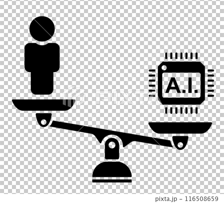 人間とA.I.をのせた天秤のアイコン 116508659