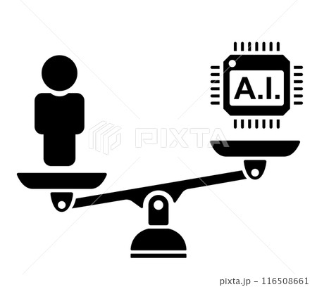 人間とA.I.をのせた天秤のアイコン 人間とA.I.をのせた天秤のアイコン 116508661
