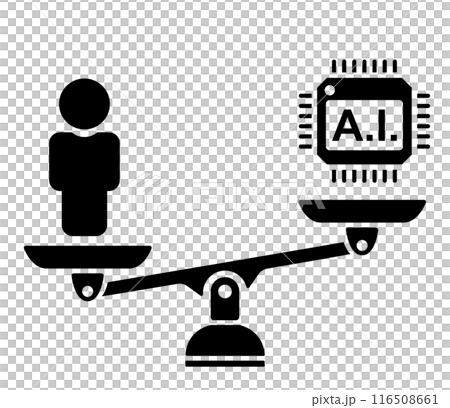 人間とA.I.をのせた天秤のアイコン 人間とA.I.をのせた天秤のアイコン 116508661