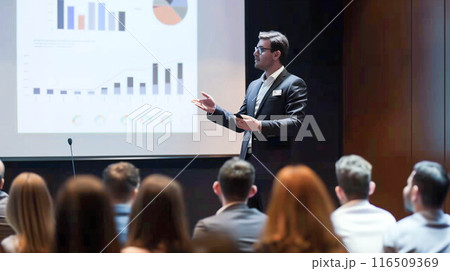 Business partners meeting and analyzing statistic financial with graph board presentation. 116509369