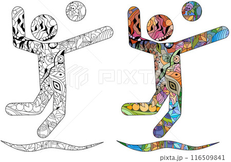Beach volleyball icon for coloring. Olympic sport Beach volleyball icon for coloring. Olympic sport 116509841