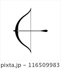 Arrow and bow silhouette on white background. Arrow and bow icon sign vector illustration design. 116509983