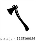 Black silhouette lumberjack axe vector silhouette on white background. Lumberjack axe icon sign vector illustration design. 116509986