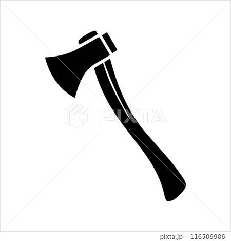 Black silhouette lumberjack axe vector silhouette on white background. Lumberjack axe icon sign vector illustration design. 116509986