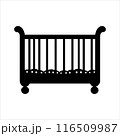 Baby cot silhouette isolated on white background. Baby cot icon vector illustration design. 116509987