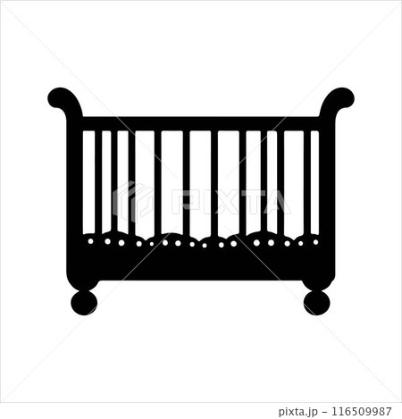 Baby cot silhouette isolated on white background. Baby cot icon vector illustration design. 116509987