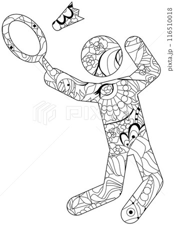 Badminton game icon for coloring. Olympic sport 116510018