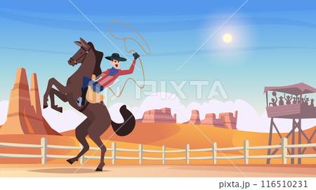 Cowboy background. Wild west game for strong man horse riders with lasso exact vector cowboy background Cowboy background. Wild west game for strong man horse riders with lasso exact vector cowboy background 116510231