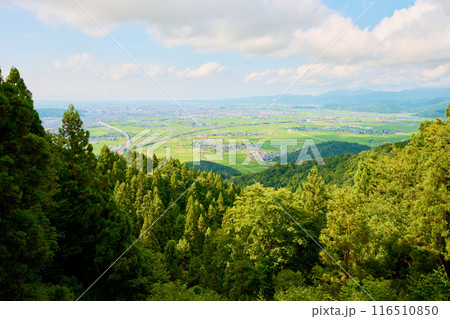 文殊山の登山道から見た福井平野 文殊山の登山道から見た福井平野 116510850