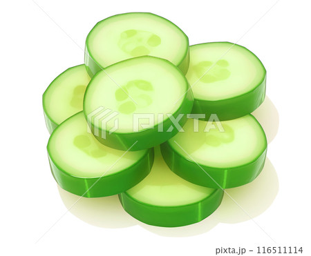 Fresh cucumber slices, illustration on a white background 116511114
