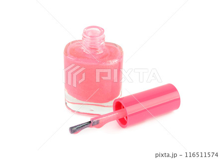Pink nail polish isolated on white. 116511574