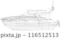 Sport Yacht on the white background. Technical illustration wire-frame. Vector rendering of 3d 116512513