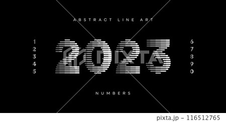 Number Font Logo Geometric Horizontal Lines Art Set 116512765