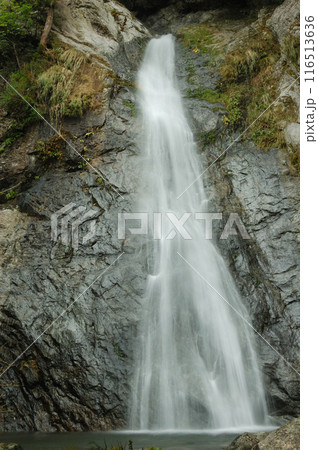 岩場を落ちる滝 116513636