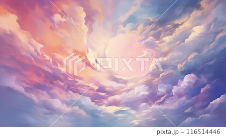 Surreal twilight sky with swirling clouds and...のイラスト素材 [116514446] - PIXTA
