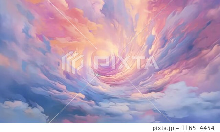 Surreal twilight sky with swirling clouds and...のイラスト素材 [116514454] - PIXTA