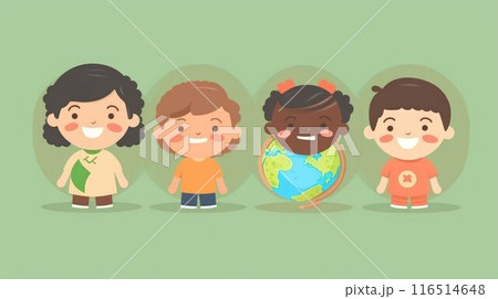 Image of diverse children around the globe. Cultural diversity concept. AIG35. 116514648