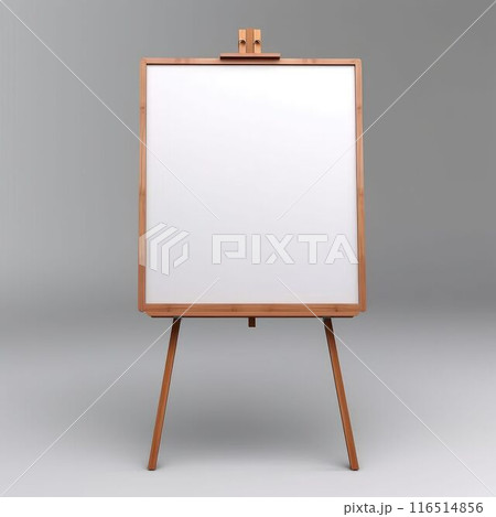 Clean blank whiteboard with metal clamp isolated on white background. AIG35. 116514856