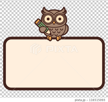 鉛筆を持っているミミズクとテキストエリア 鉛筆を持っているミミズクとテキストエリア 116515093