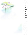 蓮の墨彩画の喪中欠礼はがき 背景素材 カラー(はがきサイズ) 116515212