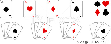 ベクターでカラーのトランプのカードセット ベクターでカラーのトランプのカードセット 116515456