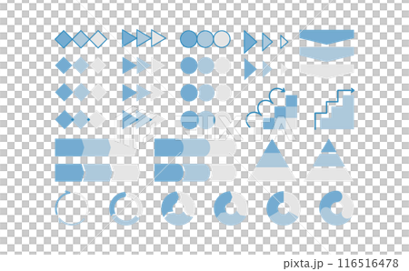 3ステップのフローチャートのイラスト素材のセット 116516478