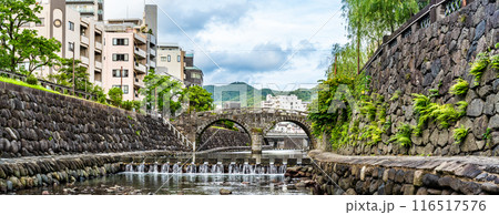 中島川と眼鏡橋　パノラマ【長崎市】 116517576