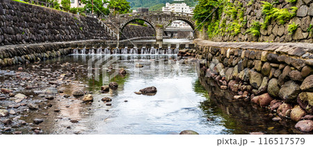 中島川と眼鏡橋　パノラマ【長崎市】 116517579