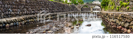 中島川と眼鏡橋　パノラマ【長崎市】 116517580