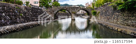 中島川と眼鏡橋 パノラマ【長崎市】 中島川と眼鏡橋 パノラマ【長崎市】 116517594