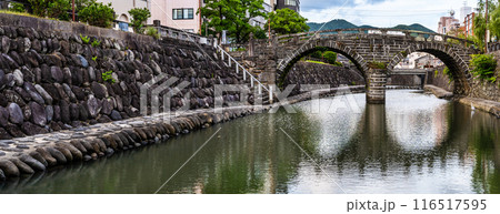 中島川と眼鏡橋 パノラマ【長崎市】 中島川と眼鏡橋 パノラマ【長崎市】 116517595
